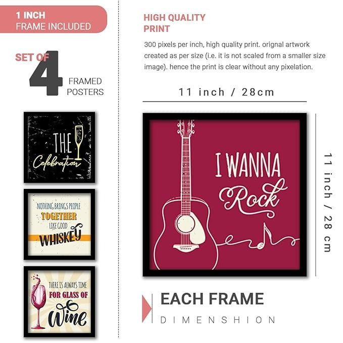 Kotart Paper All You Need Framed Wall Posters For Bar Kitchen Restaurant Wall Decor Set Of 8