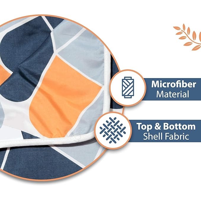 Divine Casa 120 GSM Microfiber Double Dohar Soft & Lightweight Throw Blanket Geometric Pattern Colour Blue-Grey & Orange