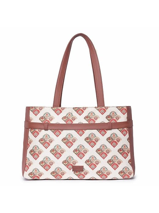 Zouk Women's Jute Handcrafted Vegan Leather Statement Office Shoulder Bag