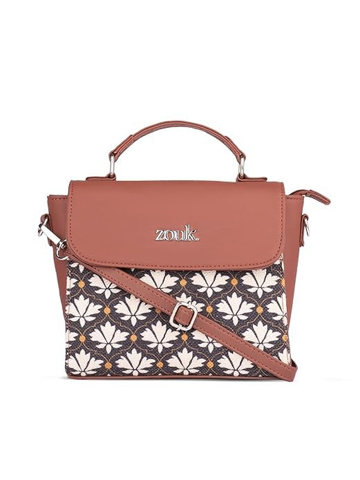 Zouk Statement Jute Sling Bag With Handle For Women's Girls Ladies