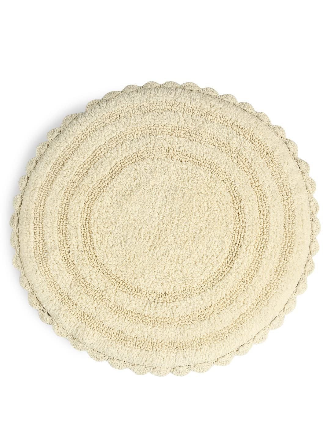 Sashaa World Round Reversible Crochet Bath Mat Cotton & Quick Dry Bath Rug
