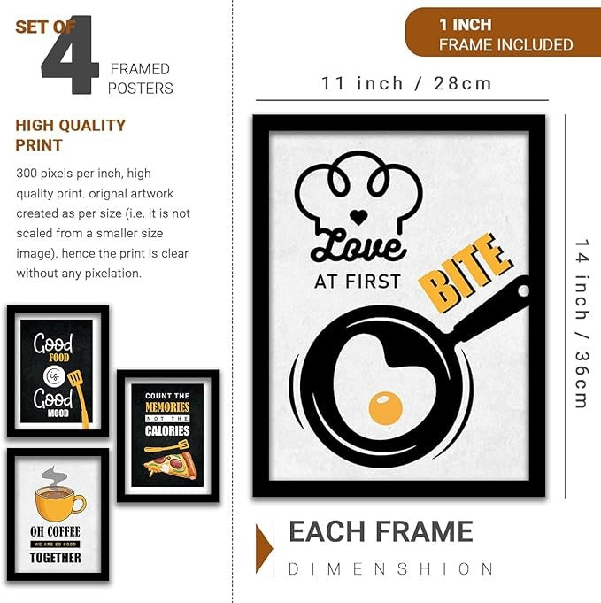 Kotart Wall Posters with Frame for Kitchen Restaurant Cafe Framed Quotes Count The Memories C