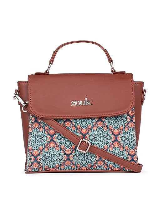 Zouk Statement Jute Sling Bag With Handle For Women's Girls Ladies