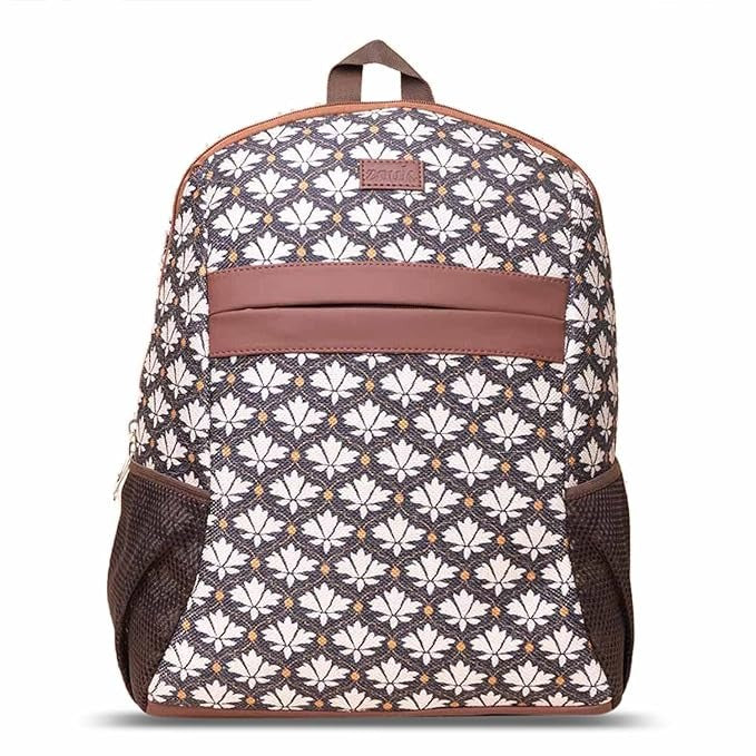 Zouk Printed Women's Jute Handcrafted Vegan Leather Multicolor Classic Backpack