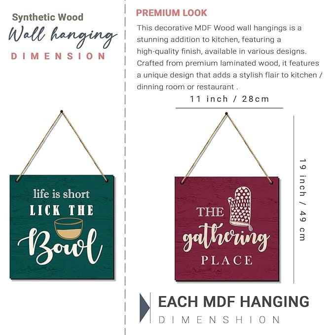 Kotart Life Is Short Kitchen Quotes Wooden Wall Art Hanging for Bar Restaurant Kitchen Dining Area