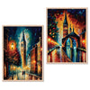 Kotart Premium Digital Painting with Frame for Home Decoration Iconic City Painting Design 01 Pack of 2