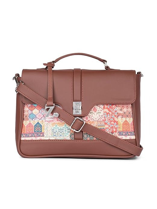 Zouk Women's Vegan Leather & Jute Satchel bag with Adjustable Strap Top Handle