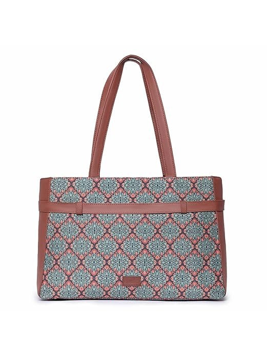 Zouk Women's Jute Handcrafted Vegan Leather Statement Office Shoulder Bag