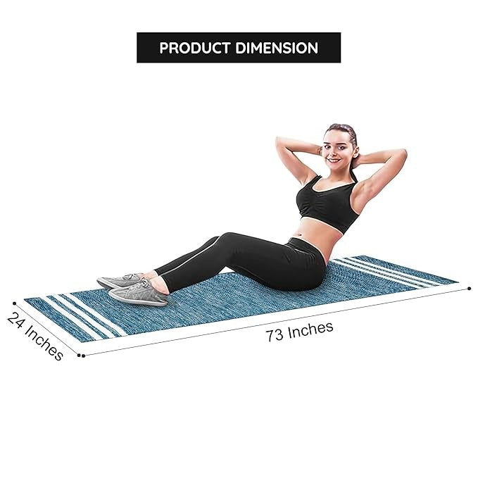 Atvi Fit Pure Cotton Anti Skid  Machine Wash Yoga Mat 73inches x 24inches 5mm thickness
