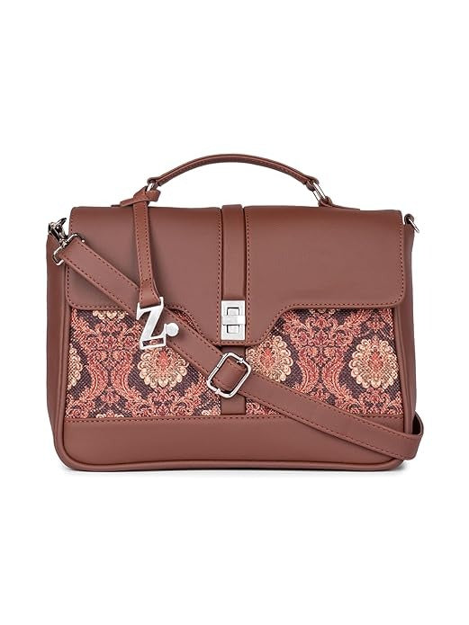 Zouk Women's Vegan Leather & Jute Satchel bag with Adjustable Strap Top Handle
