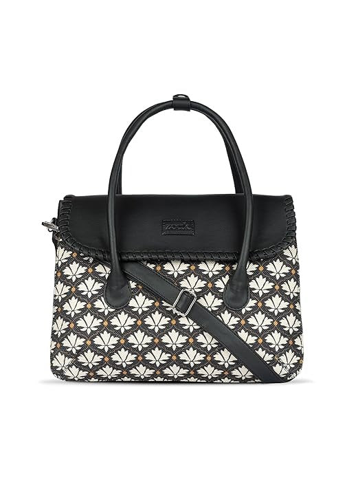 Zouk Printed Jute Handcrafted Vegan Leather & Jute Multicolor Women's Satchel Bag