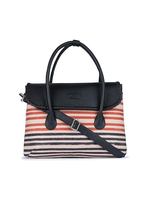 Zouk Printed Jute Handcrafted Vegan Leather & Jute Multicolor Women's Satchel Bag