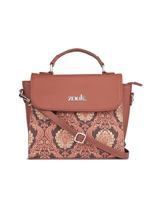 Zouk Statement Jute Sling Bag With Handle For Women's Girls Ladies