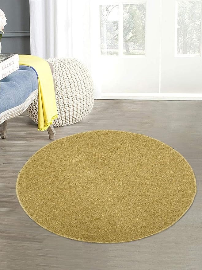 Saral Home Easy Living Home Beige Polypropylene Anti Skid Round Bathmat