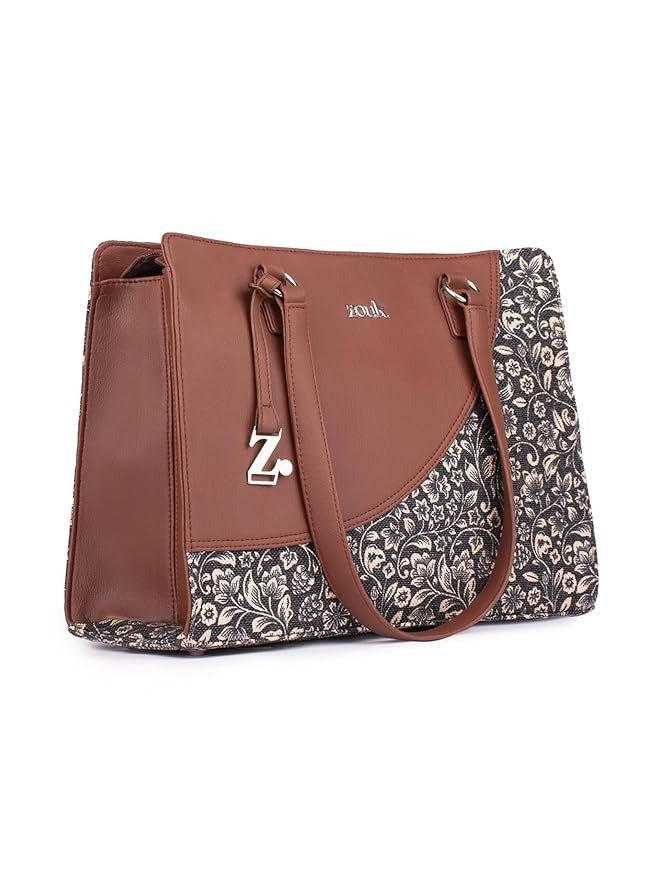 Zouk Women's Office Essential Bag Jute & Vegan Leather Handcrafted