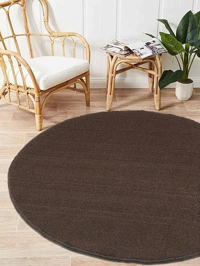 Saral Home Easy Living Home Beige Polypropylene Anti Skid Round Bathmat