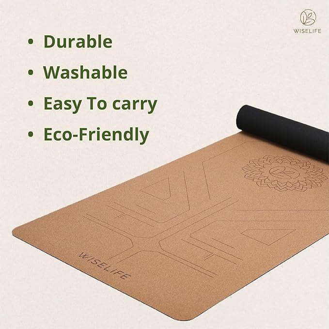 Wiselife Cork Natural Rubber Yoga Mat