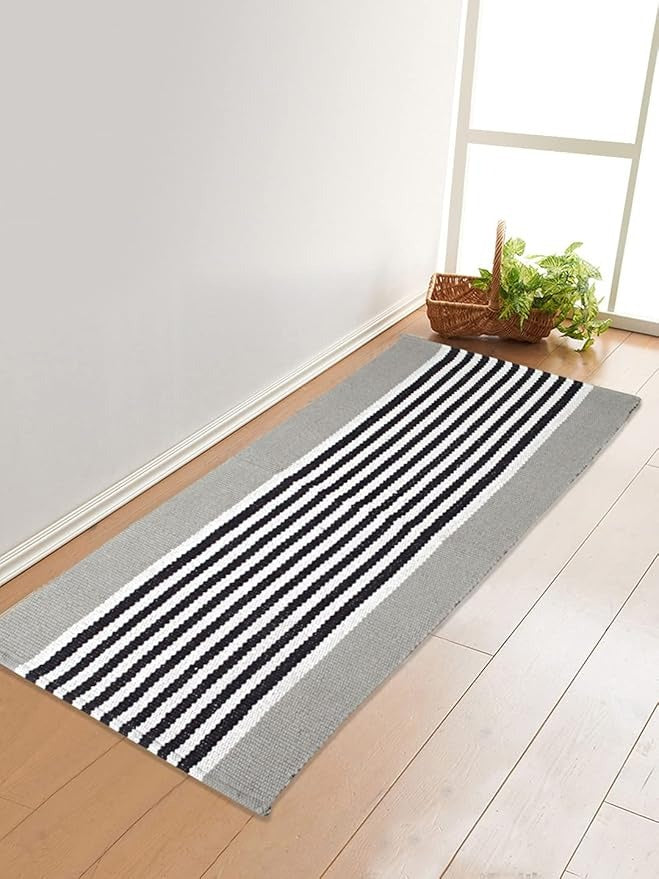 Saral Home Stripe Designer Soft Cotton Durable & Washable Multipurpose Rugs
