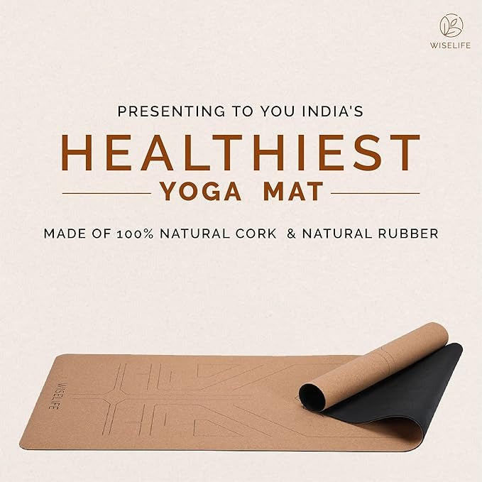 Wiselife Cork Natural Rubber Yoga Mat