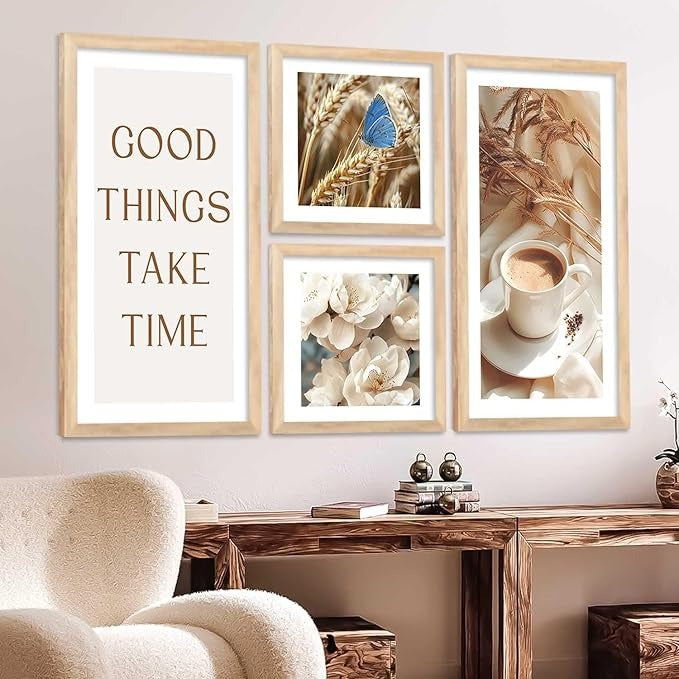 Kotart Decorative Modern Big Size Wall Art Print With Frame Cafe Paintings Digital Reprint Engineered Wood Set of 4 Art4