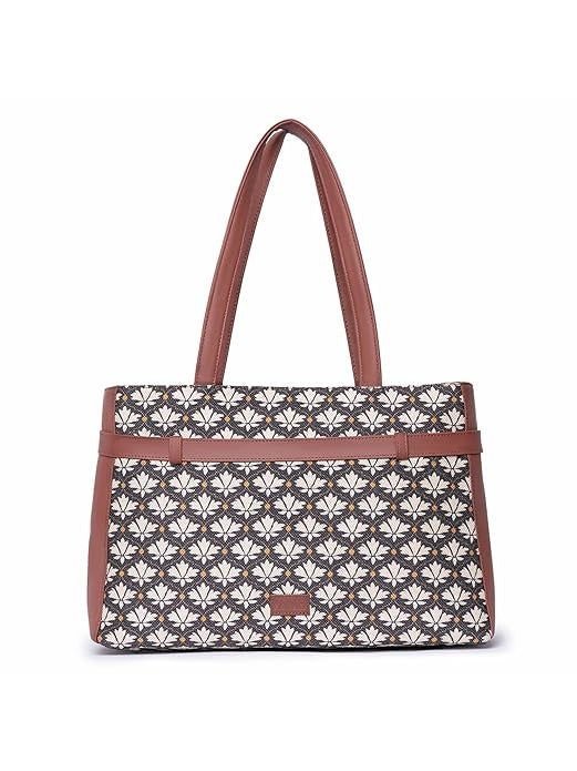 Zouk Women's Jute Handcrafted Vegan Leather Statement Office Shoulder Bag