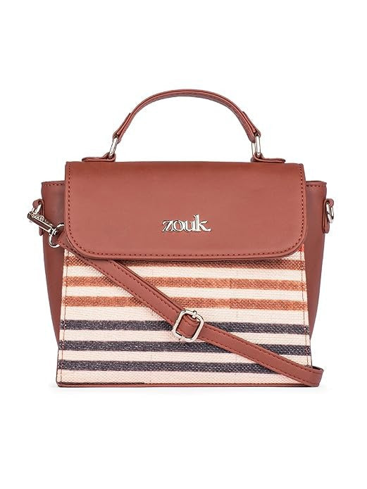 Zouk Statement Jute Sling Bag With Handle For Women's Girls Ladies