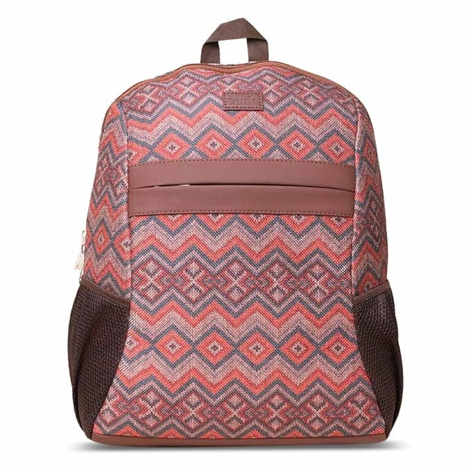 Zouk Printed Women's Jute Handcrafted Vegan Leather Multicolor Classic Backpack