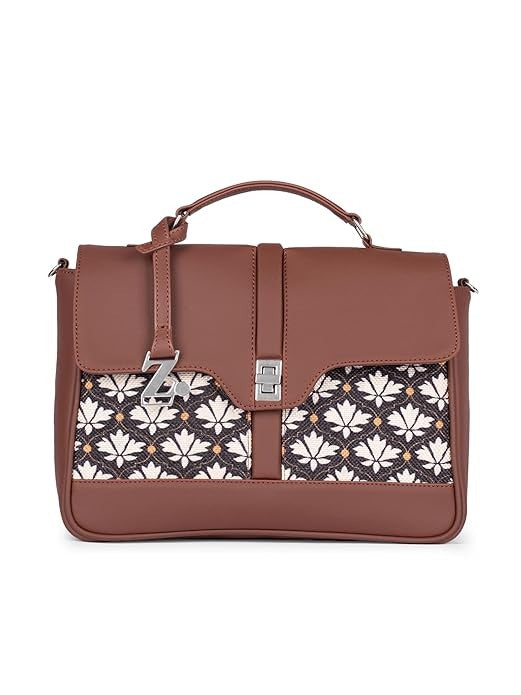 Zouk Women's Vegan Leather & Jute Satchel bag with Adjustable Strap Top Handle