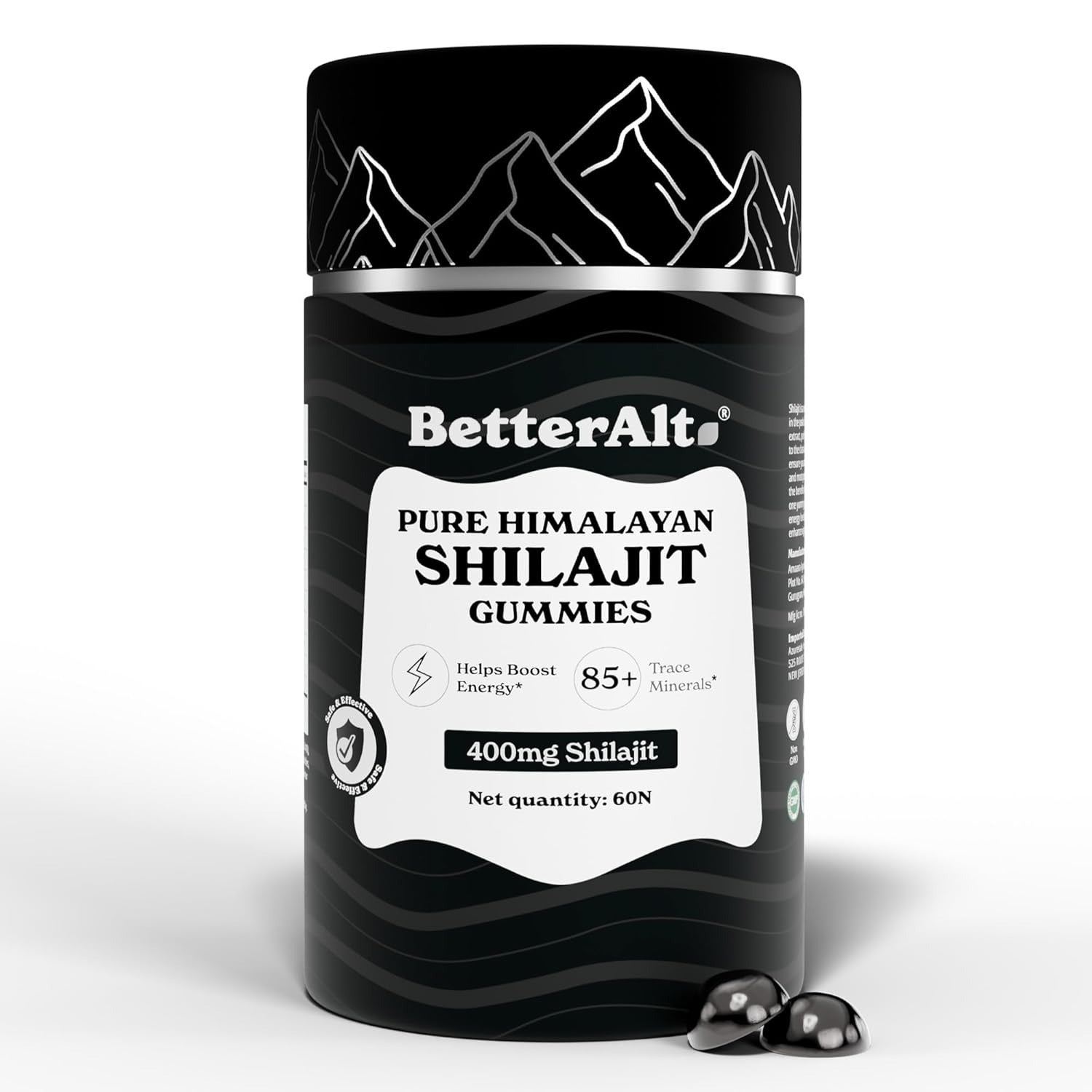 Better Alt Pure Himalayan Shilajit/Shilajeet Gummies 400mg Shilajit - 60 Gummies
