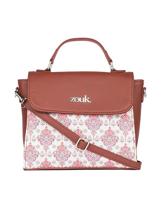 Zouk Statement Jute Sling Bag With Handle For Women's Girls Ladies
