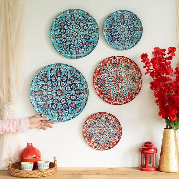 Ritualistic Turkish Wall Plates for Home Decoration Wall Showpiece Set of 5 Plates