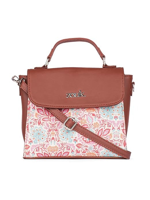 Zouk Statement Jute Sling Bag With Handle For Women's Girls Ladies