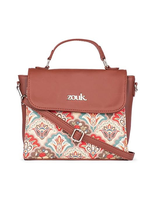Zouk Statement Jute Sling Bag With Handle For Women's Girls Ladies