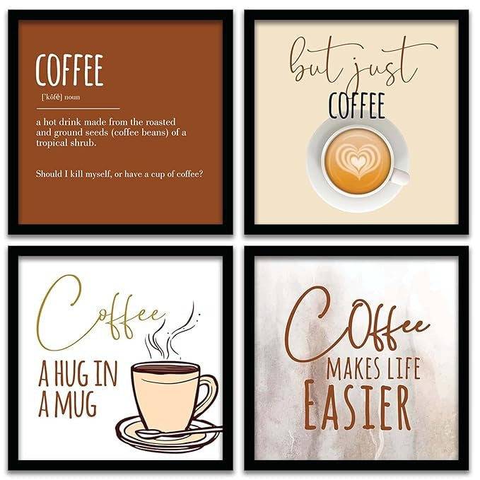 Kotart Coffee Quotes Frames for Restaurant Cafe Wall Decor Set of 4