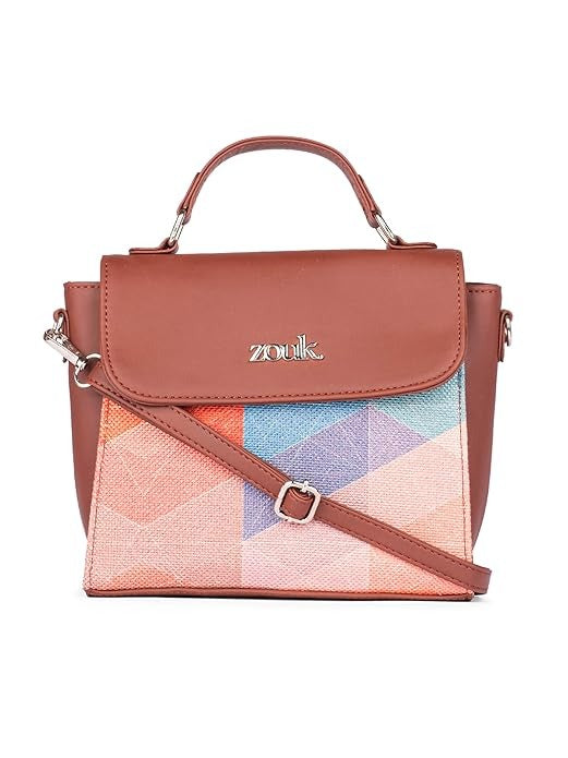 Zouk Statement Jute Sling Bag With Handle For Women's Girls Ladies