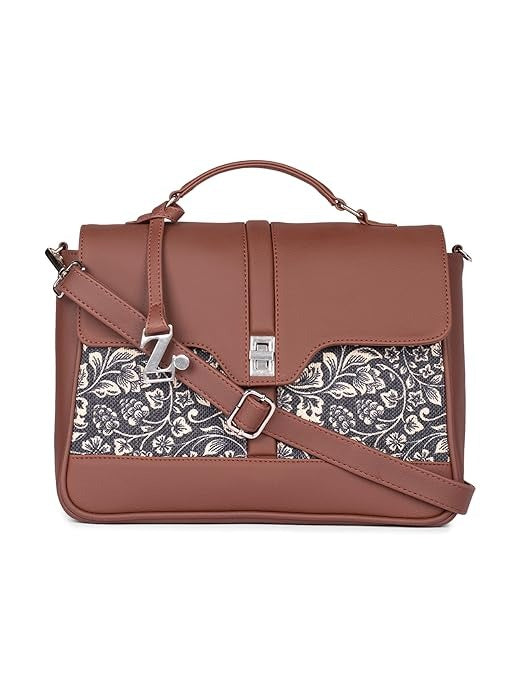Zouk Women's Vegan Leather & Jute Satchel bag with Adjustable Strap Top Handle