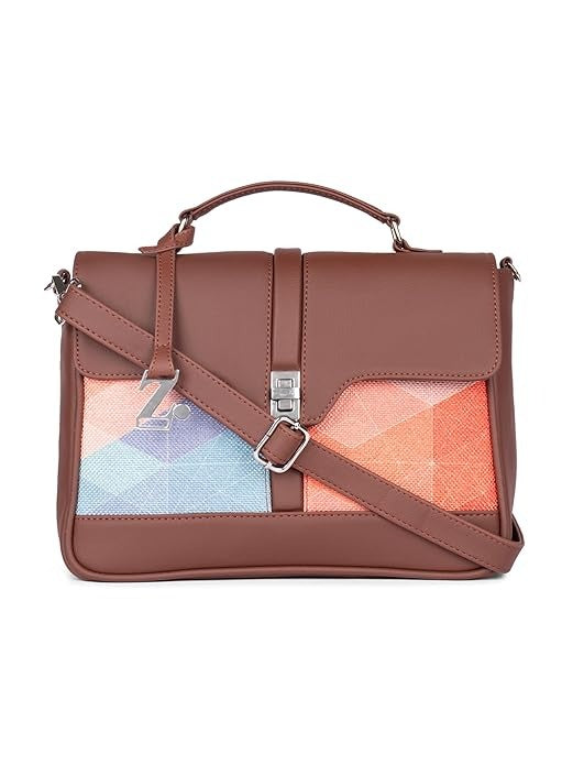 Zouk Women's Vegan Leather & Jute Satchel bag with Adjustable Strap Top Handle