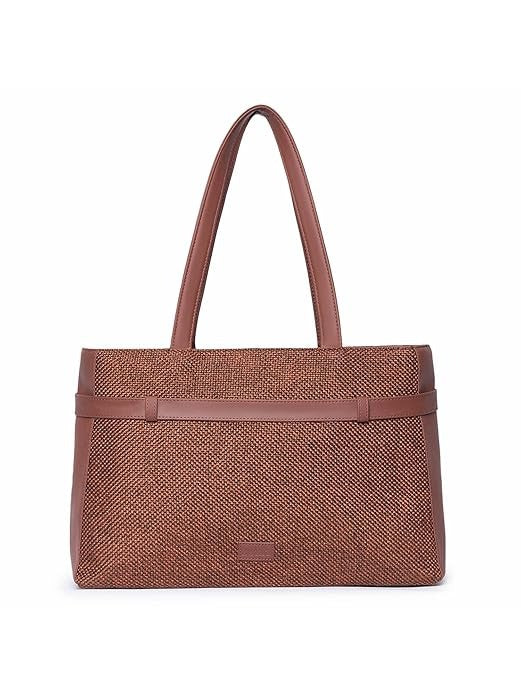 Zouk Women's Jute Handcrafted Vegan Leather Statement Office Shoulder Bag