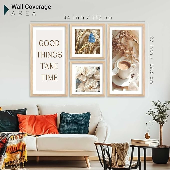 Kotart Decorative Modern Big Size Wall Art Print With Frame Cafe Paintings Digital Reprint Engineered Wood Set of 4 Art4