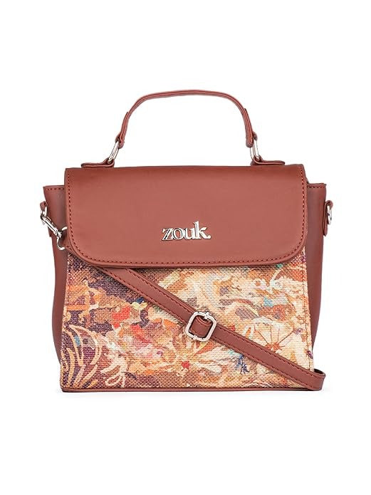 Zouk Statement Jute Sling Bag With Handle For Women's Girls Ladies
