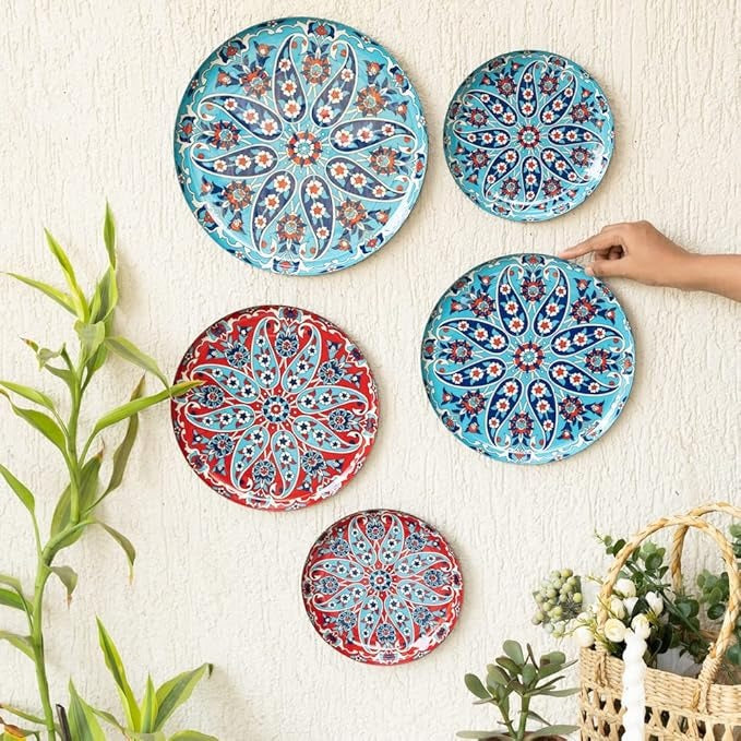 Ritualistic Turkish Wall Plates for Home Decoration Wall Showpiece Set of 5 Plates