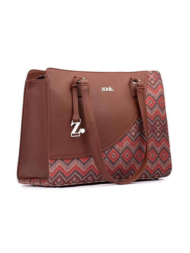 Zouk Women's Office Essential Bag Jute & Vegan Leather Handcrafted