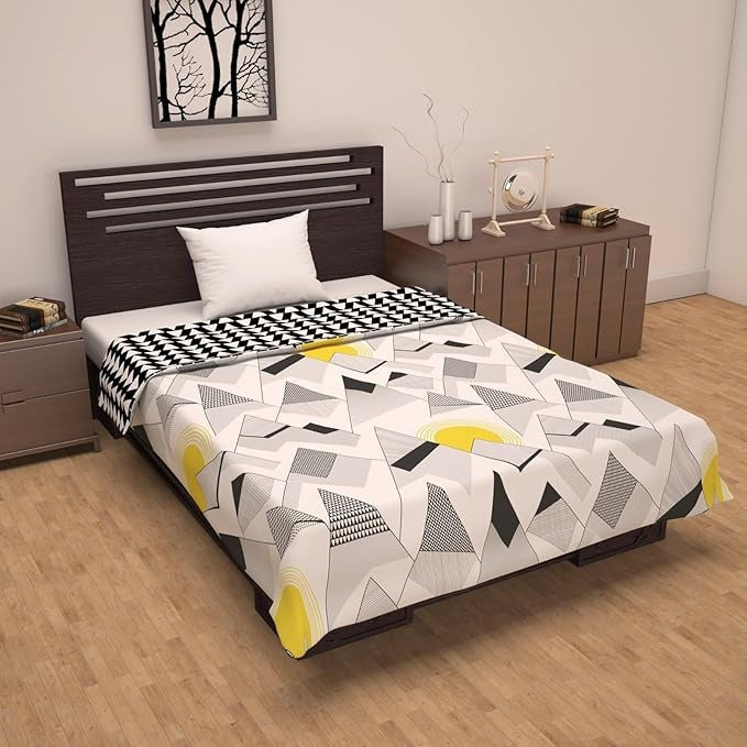 Divine Casa 120 GSM Microfibre Blanket Single Bed Lightweight Sofa Throw Blanket for Winter Dohar Colour Black and WhiteTC - 120