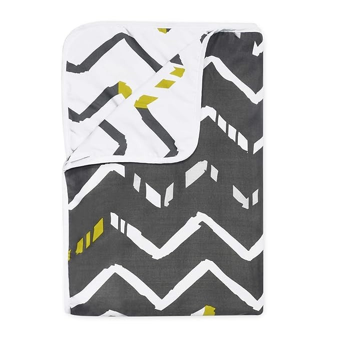 Divine Casa 120 GSM Microfiber Double Dohar Soft & Lightweight Throw Blanket Zig-Zag Pattern Colour Slate December Sky