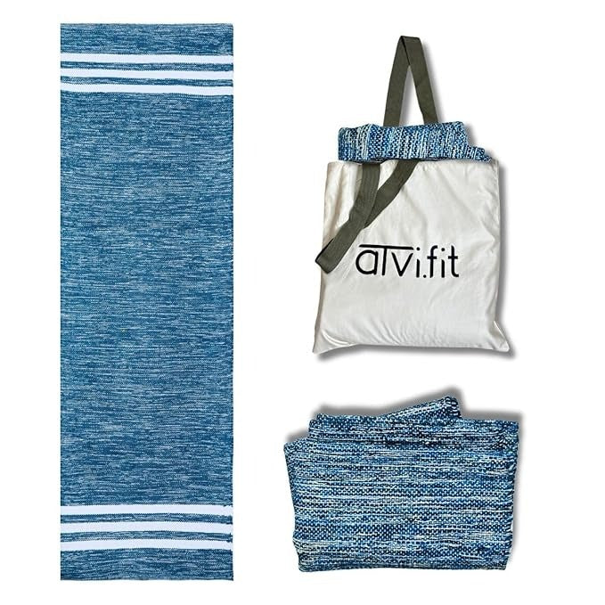 Atvi Fit Pure Cotton Anti Skid  Machine Wash Yoga Mat 73inches x 24inches 5mm thickness