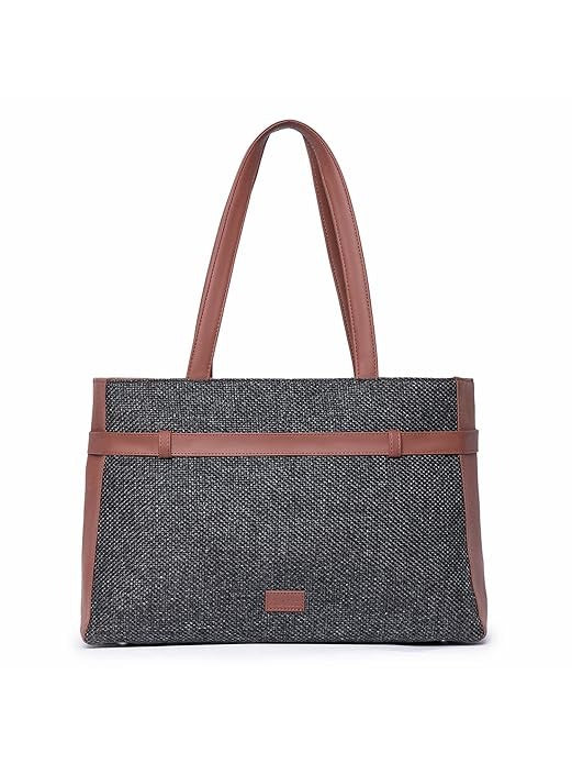 Zouk Women's Jute Handcrafted Vegan Leather Statement Office Shoulder Bag