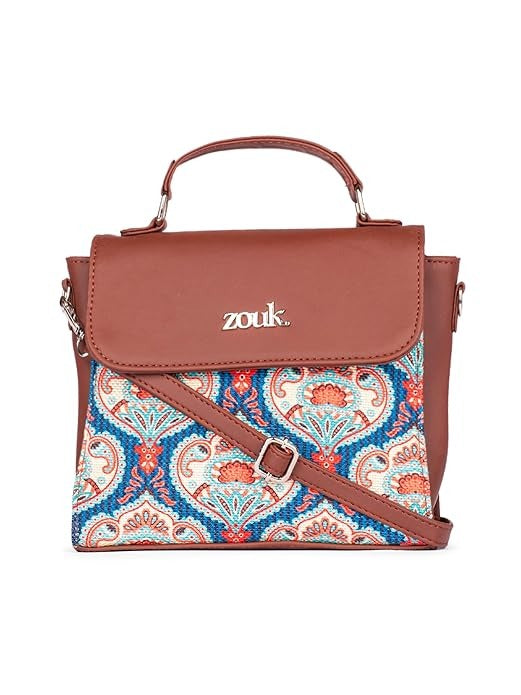 Zouk Statement Jute Sling Bag With Handle For Women's Girls Ladies