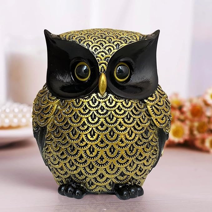 Xtore Modern Classy Lucky Owl Resin Art Figure Showpiece