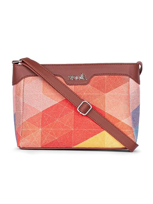 Zouk Harmony Sling Bag Crossbody Bags for Women Vegan Leather & Jute