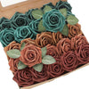 Artificial Flowers Shades of 1970's Roses 25pcs Real Looking Fake Roses w/Stem